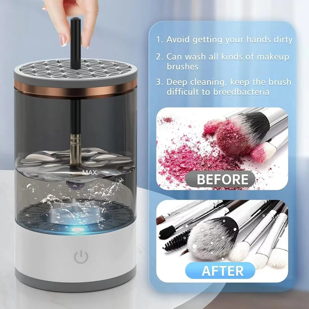 Electric Makeup Brush Cleaner - Wash and Dry Brushes in Seconds