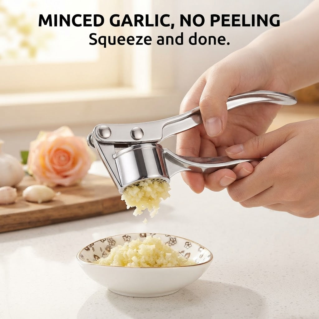Stainless Steel Garlic Press - Minced garlic, no peeling
