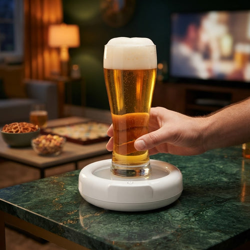 Ultrasonic Beer Foamer in use