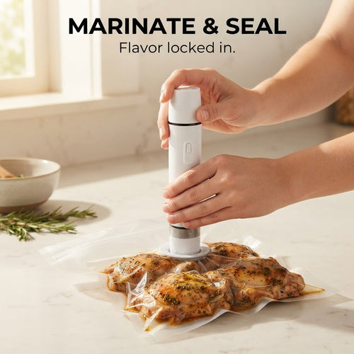 Mini Handheld Vacuum Sealer with 5 Bags - Marinate & seal