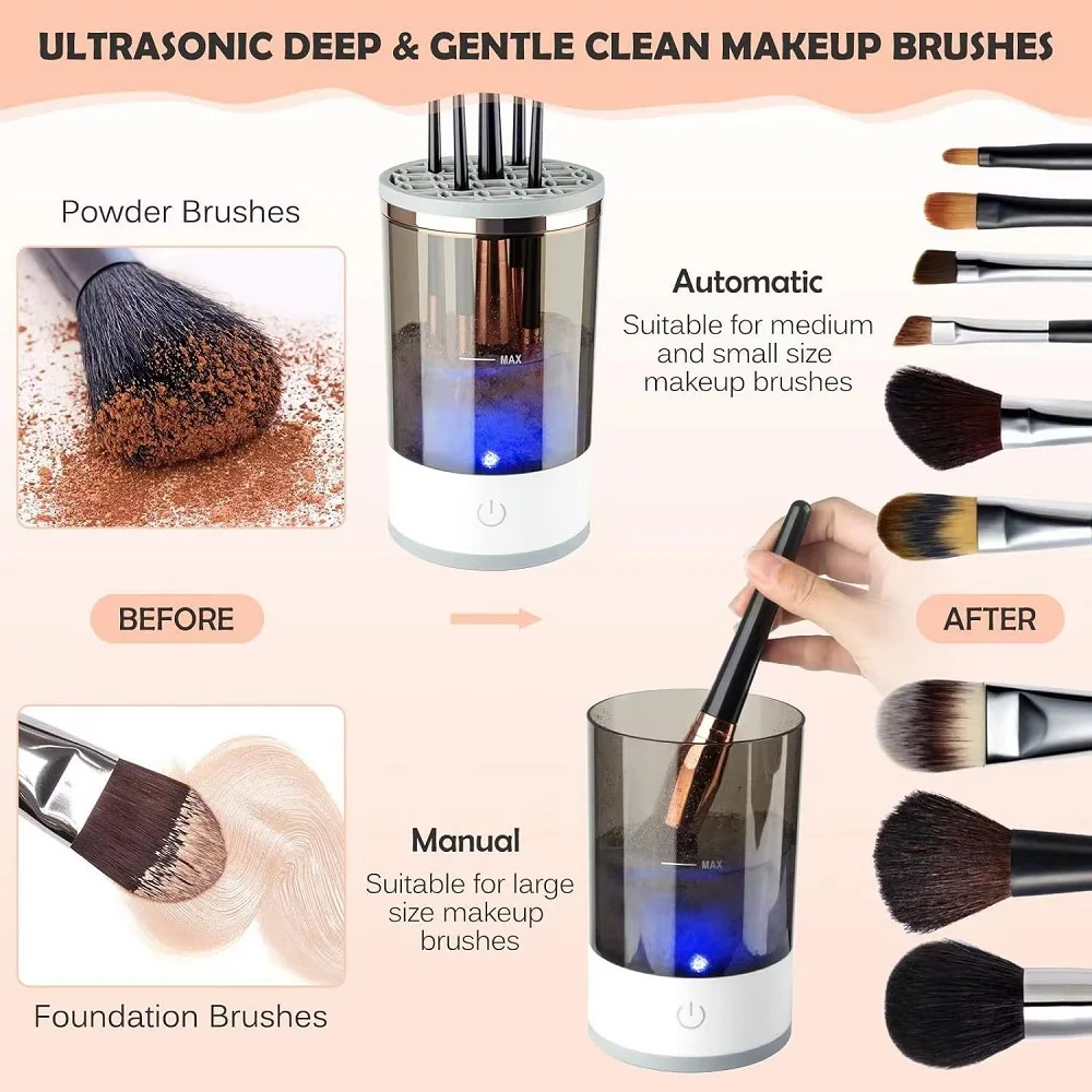 Electric Makeup Brush Cleaner - Wash and Dry Brushes in Seconds
