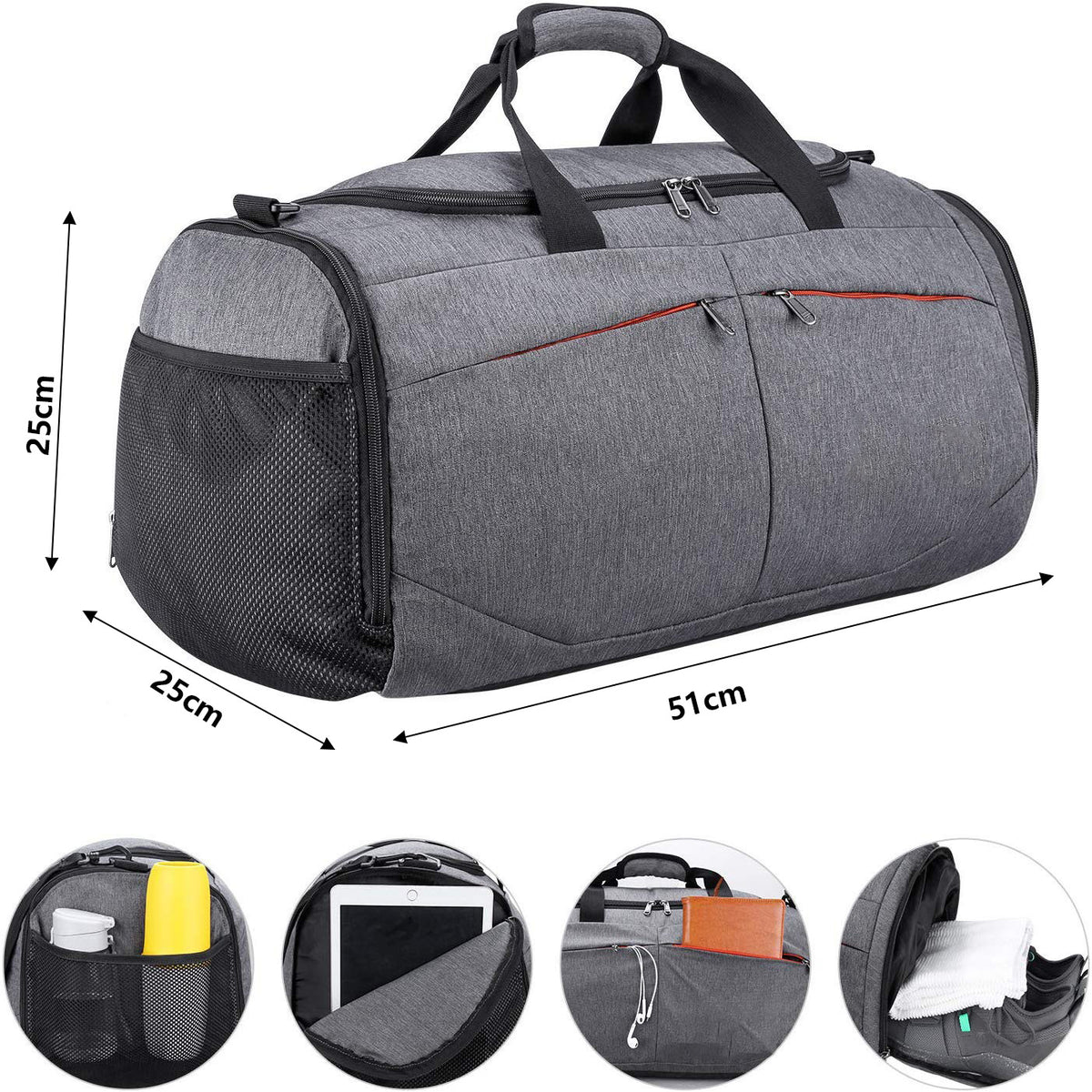 Gym Duffel Bag with Shoe Compartment