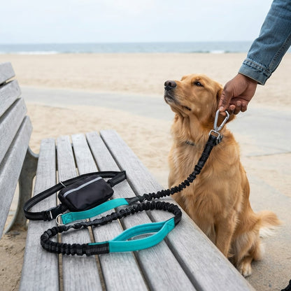 Hands-Free Reflective Dog Leash with Waist Pouch