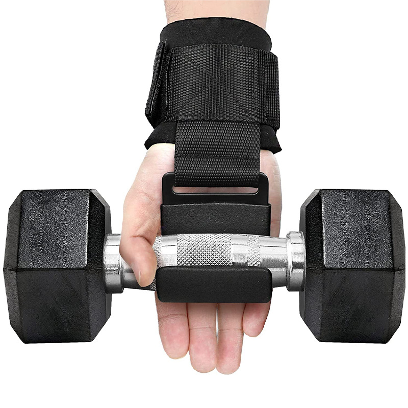 Weight Lifting Hooks with Padded Wrist Wraps (Pair)