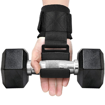 Weight Lifting Hooks with Padded Wrist Wraps (Pair)
