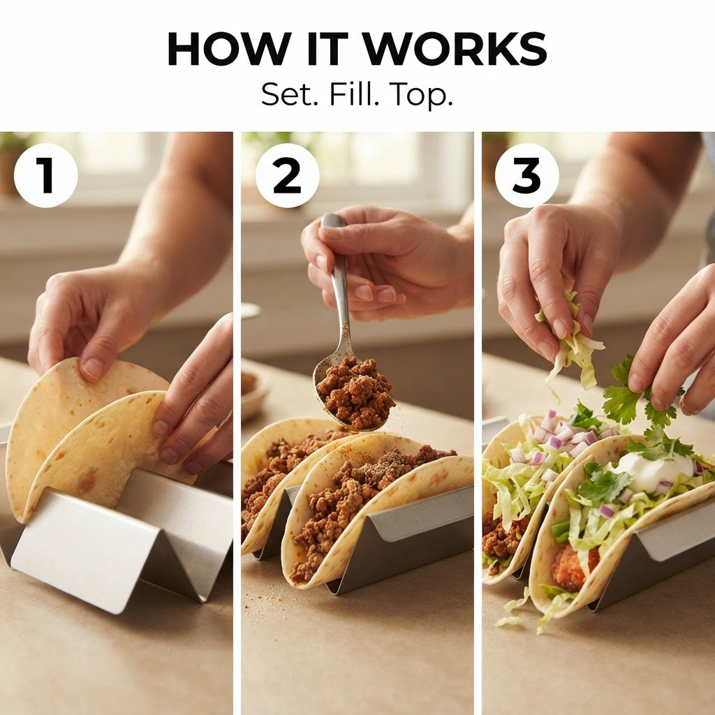 Stainless Steel Taco Holder - How it works