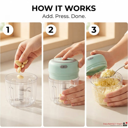 Cordless Electric Garlic & Veggie Chopper - How it works