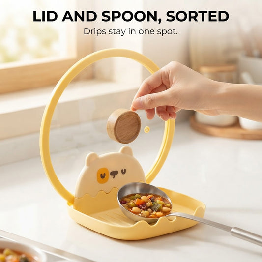 Spoon Rest & Lid Holder - Lid and spoon, sorted