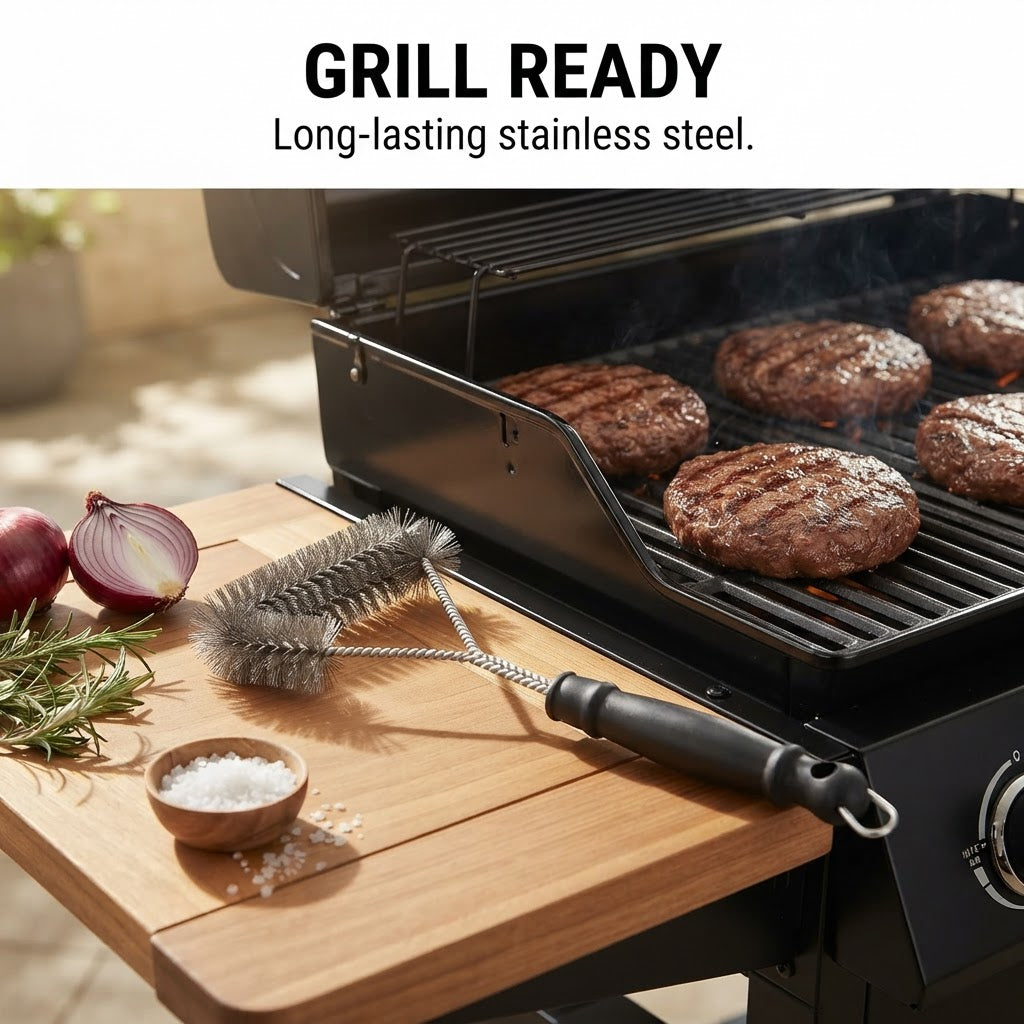 Stainless Steel Grill Brush - Grill ready