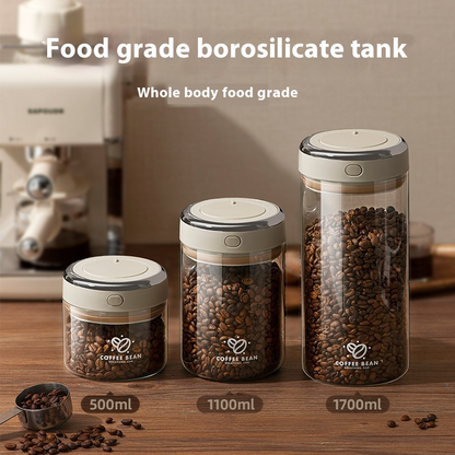 Vacuum-Seal Glass Coffee Canister