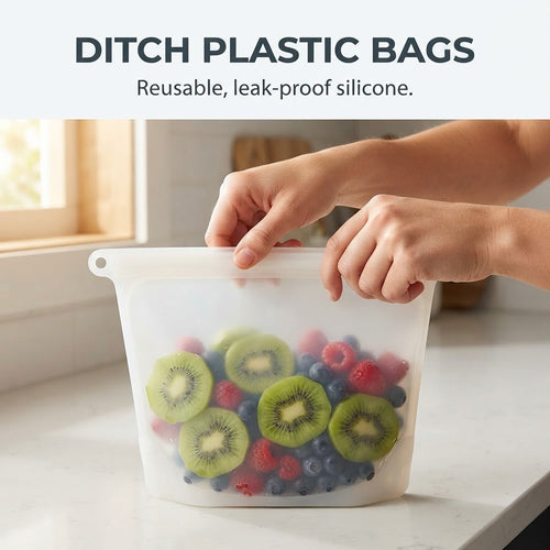 Reusable Silicone Food Storage Bag - Ditch plastic bags