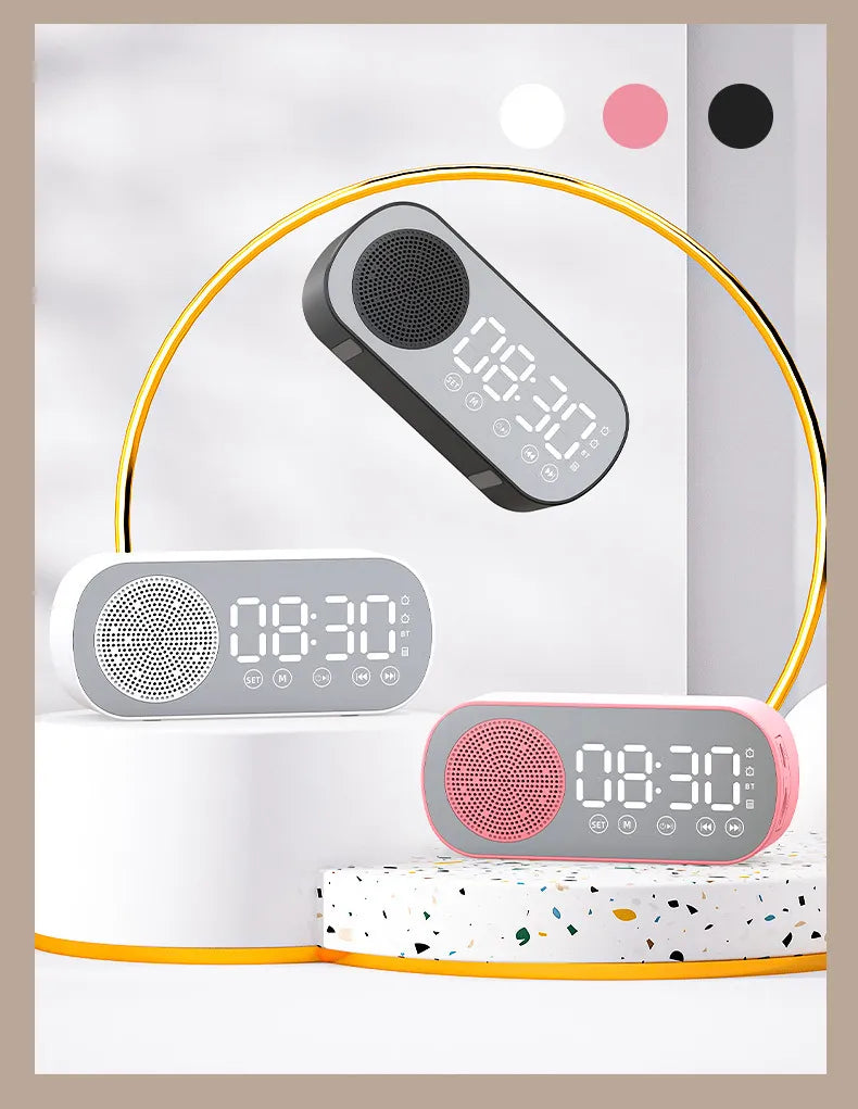 Mirror LED Alarm Clock with Bluetooth Speaker