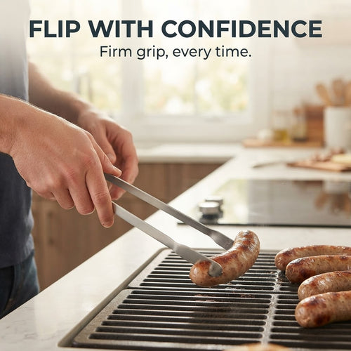 Stainless Steel Grill Tongs - Flip with confidence