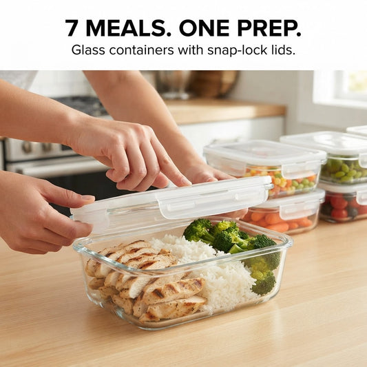 Glass Meal Prep Containers - 7 meals. one prep.