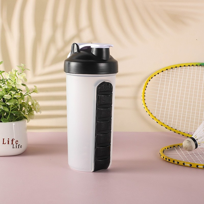 2-in-1 Protein Shaker with 7-Day Pill Organizer