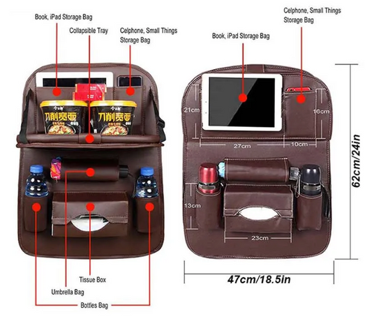 Back Seat Car Organizer with Foldable Tray