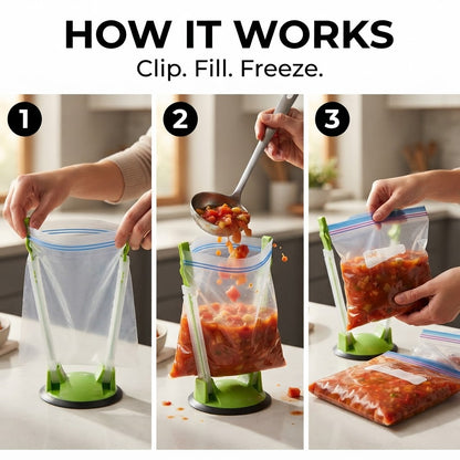 Meal Prep Bag Holder Stand - How it works