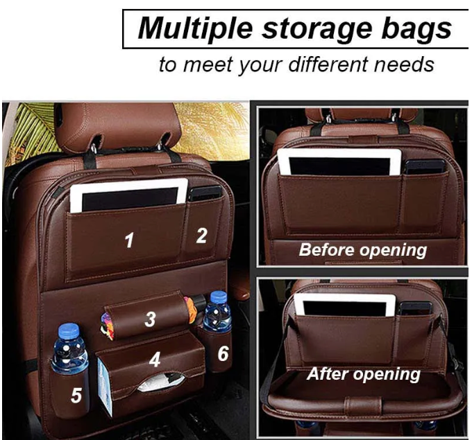 Back Seat Car Organizer with Foldable Tray