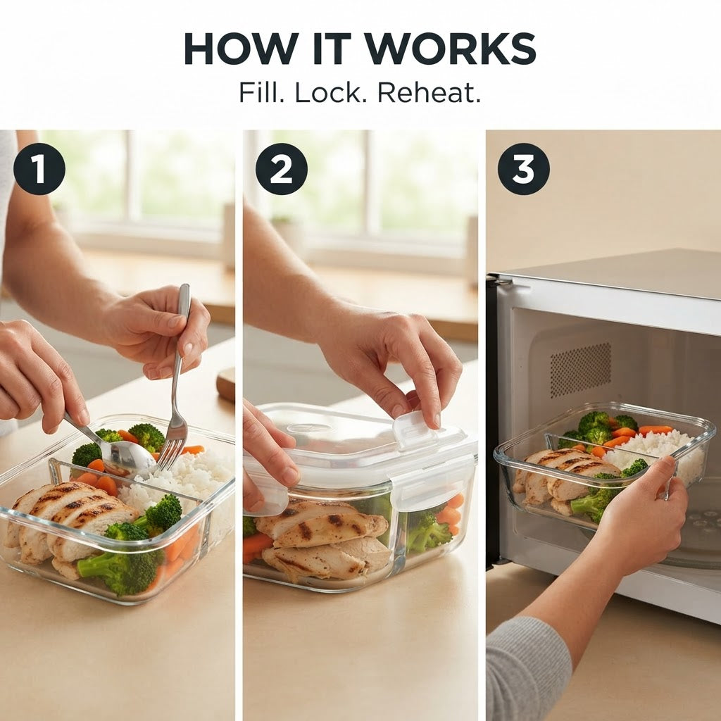 Glass Meal Prep Containers - How it works