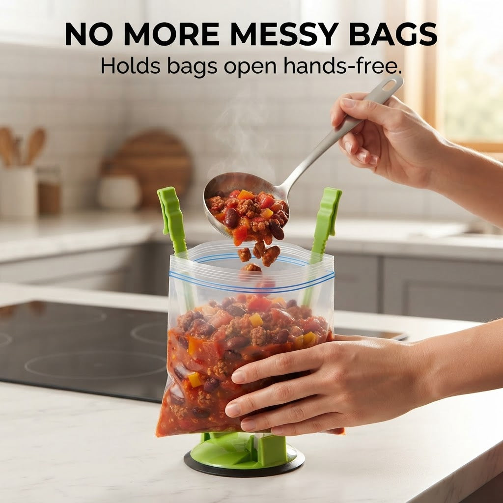 Meal Prep Bag Holder Stand - No more messy bags