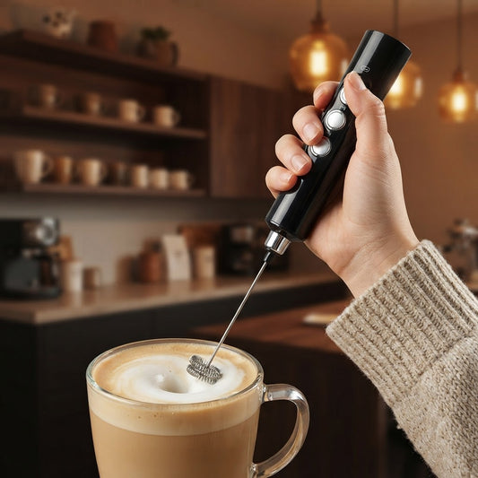 Milk Frother & Whisk in use