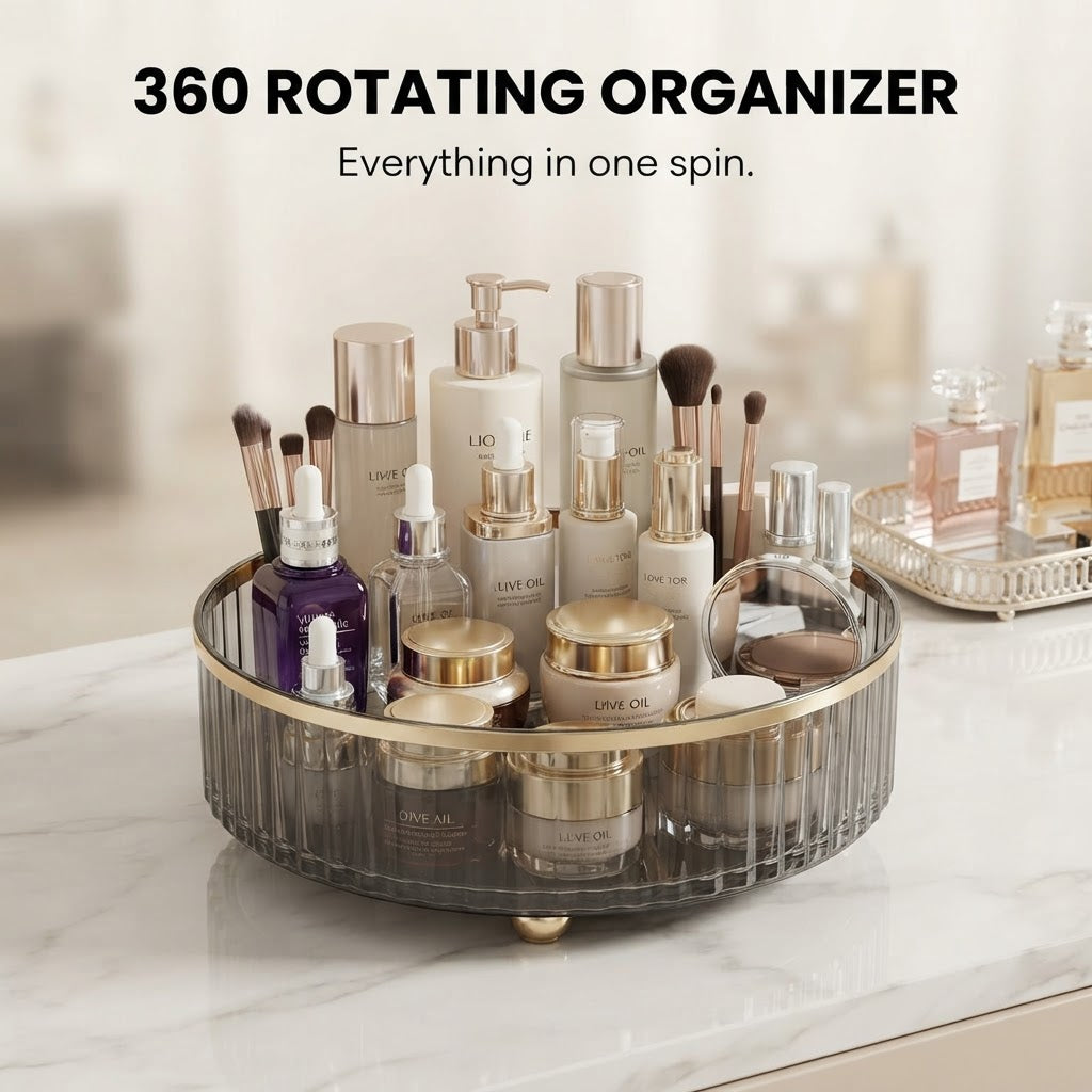 360° rotating organizer in clear grey