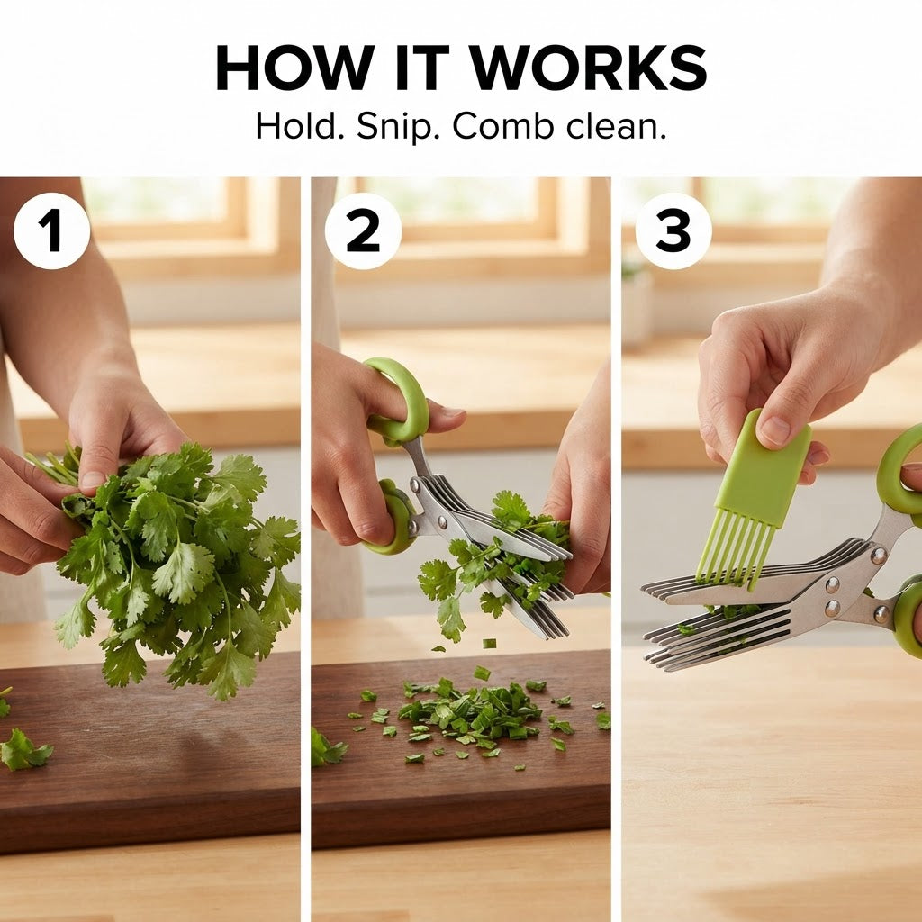 5-Blade Herb Scissors - How it works