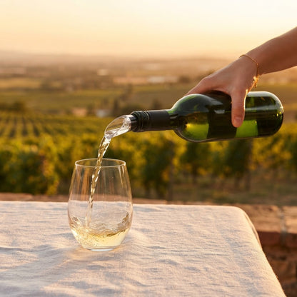 Wine Chiller Stick with Pourer in use