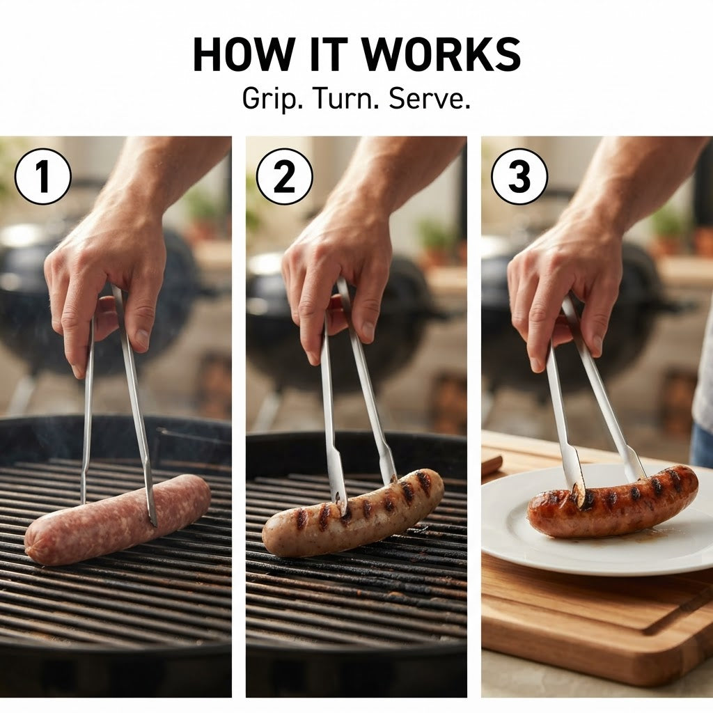 Stainless Steel Grill Tongs - How it works