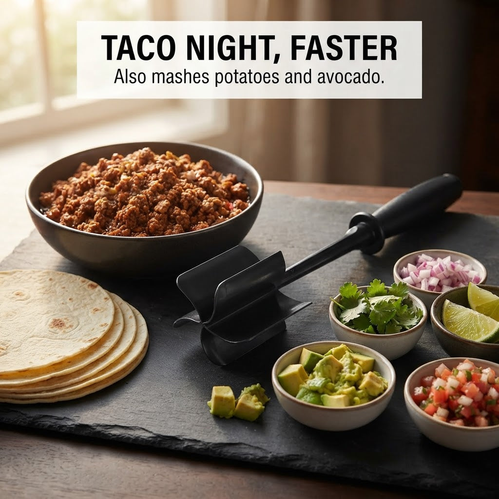 Ground Meat Chopper & Masher - Taco night, faster
