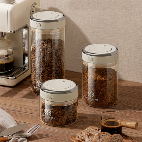 Vacuum-Seal Glass Coffee Canister