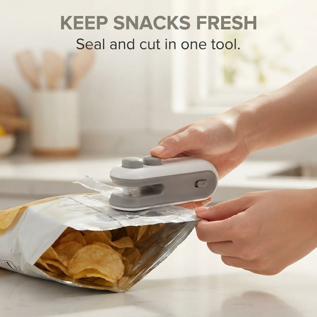 2-in-1 Mini Bag Sealer & Cutter - Keep snacks fresh