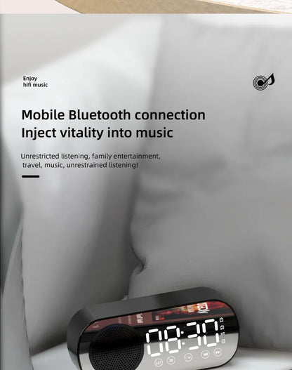 Mirror LED Alarm Clock with Bluetooth Speaker