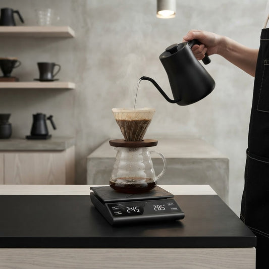 Coffee Scale with Timer in use