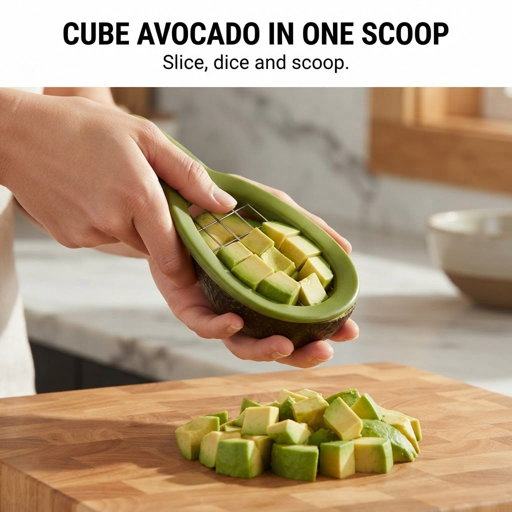 Fruit Peeler & Cutter - Cube avocado in one scoop