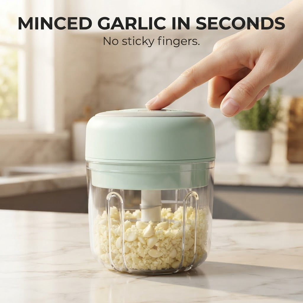 Cordless Electric Garlic & Veggie Chopper - Minced garlic in seconds