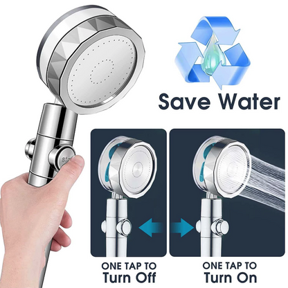 High Pressure Turbo Shower Head - 360 Rotating Handheld Sprayer