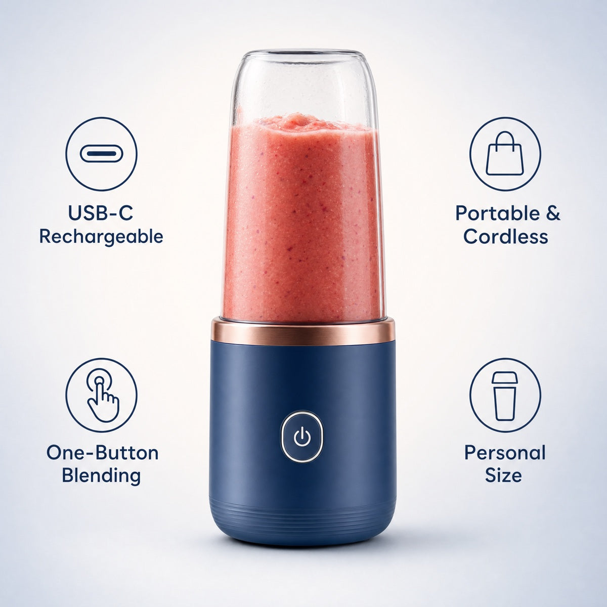 Portable Blender - 6-Blade USB Rechargeable