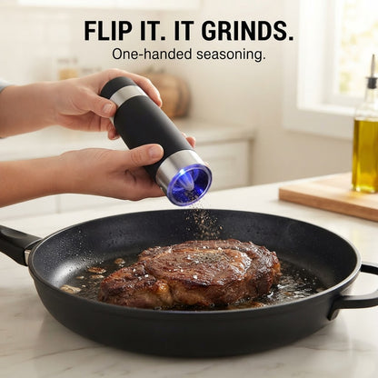 Electric Gravity Pepper Grinder - Flip it. it grinds.