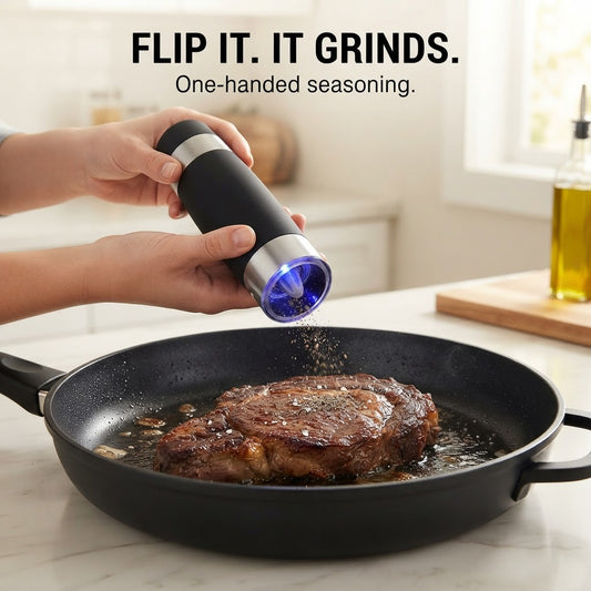 Electric Gravity Pepper Grinder - Flip it. it grinds.