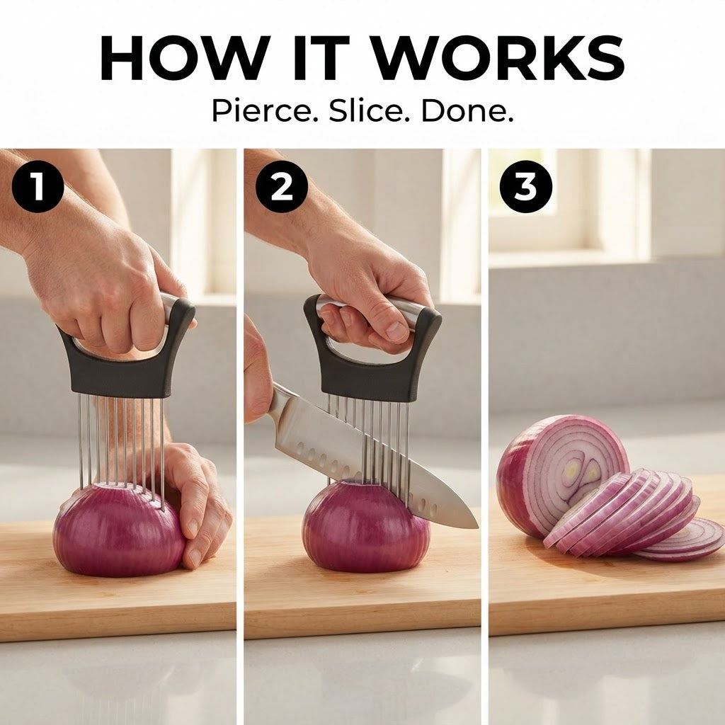 Onion Holder & Slicing Guide - How it works