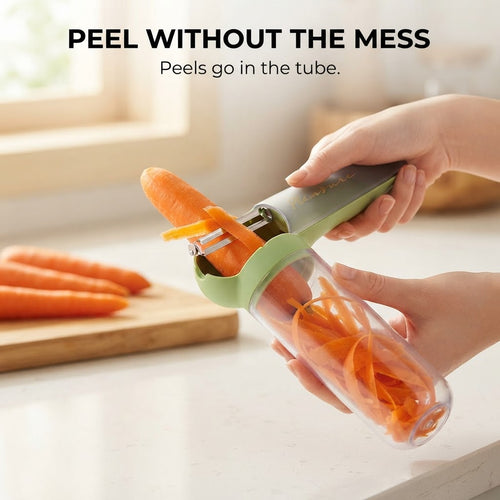 Veggie Peeler with Storage Tube - Peel without the mess