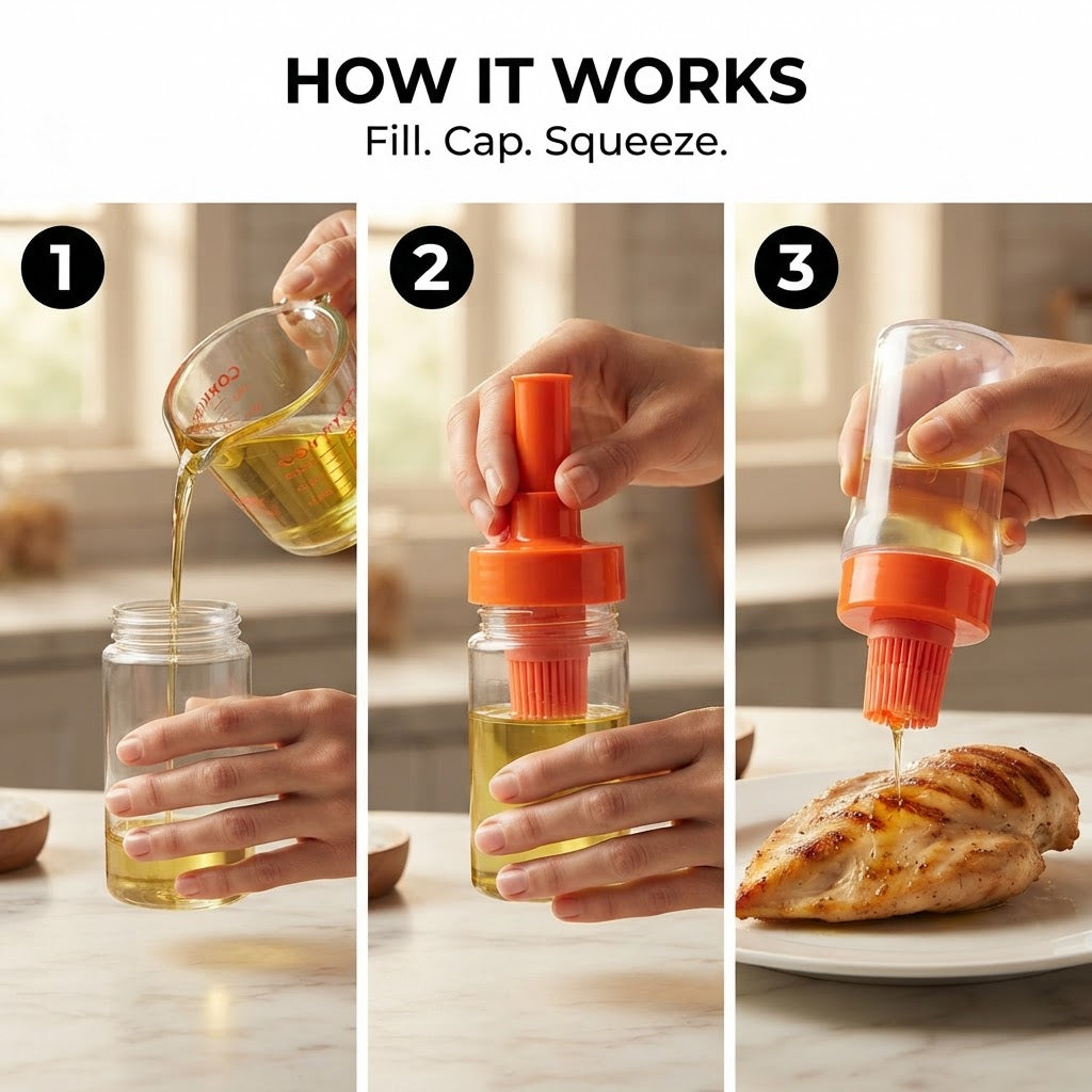 Silicone Oil Brush Bottle - How it works