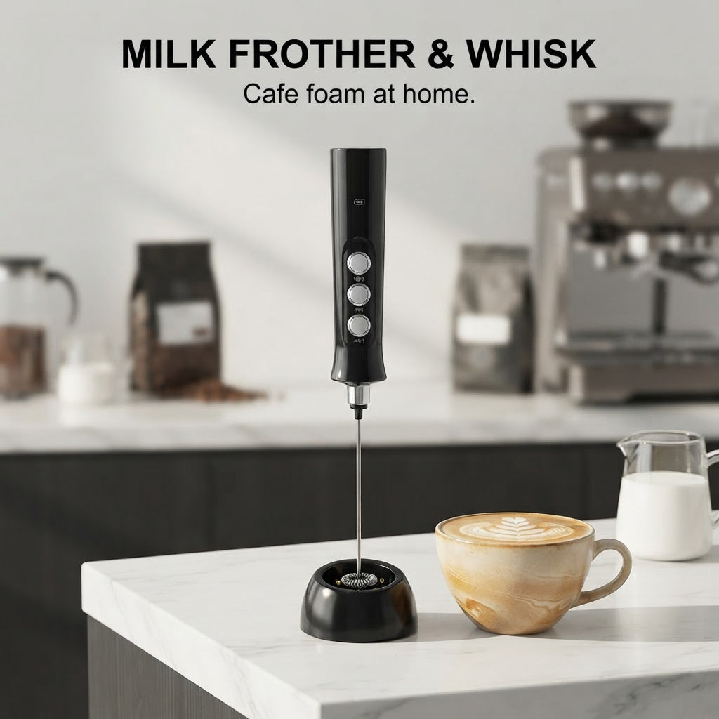 3-Speed Rechargeable Milk Frother & Whisk
