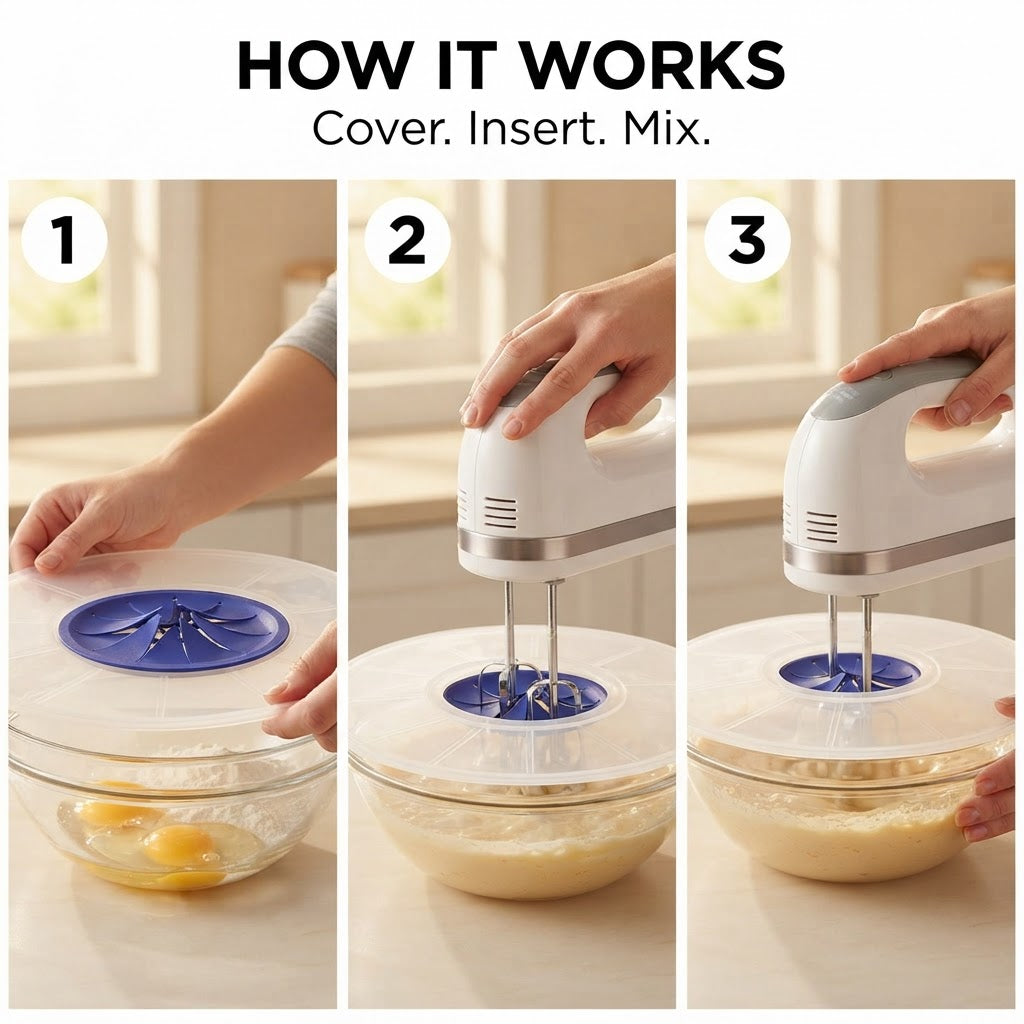 Splash Guard Lid for Mixing Bowls - How it works