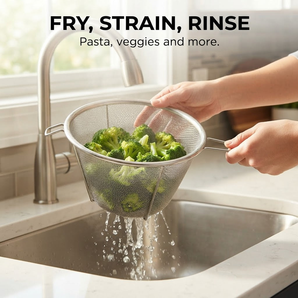 Stainless Steel Frying Basket - Fry, strain, rinse