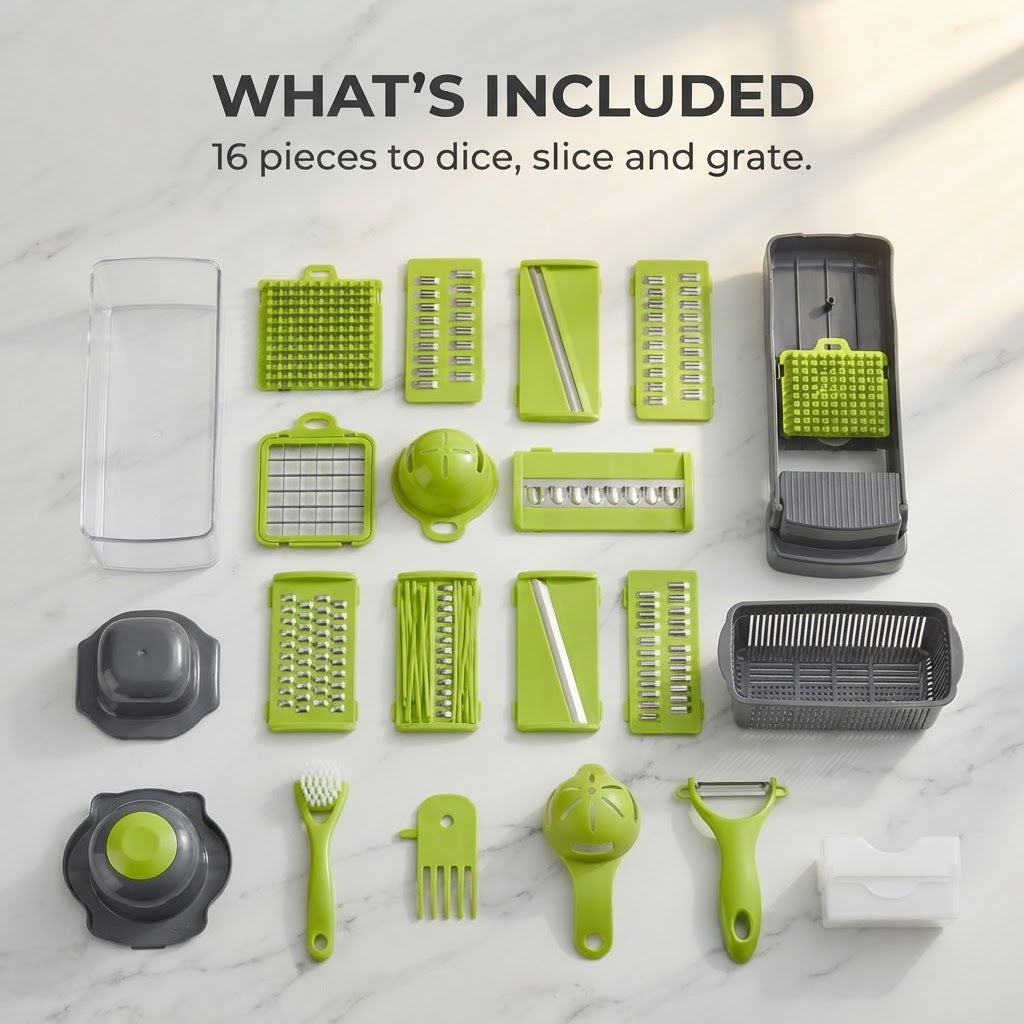 16-in-1 Vegetable Chopper with Container - What's included