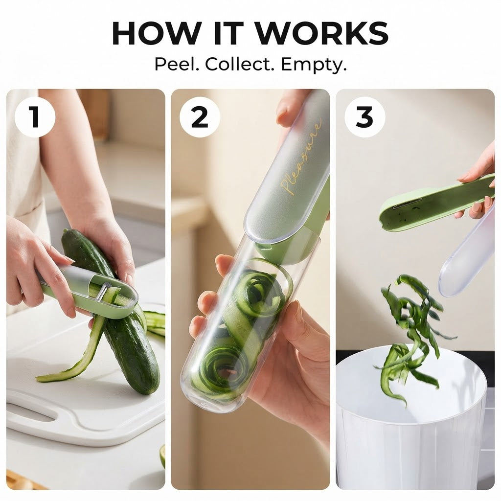 Veggie Peeler with Storage Tube - How it works