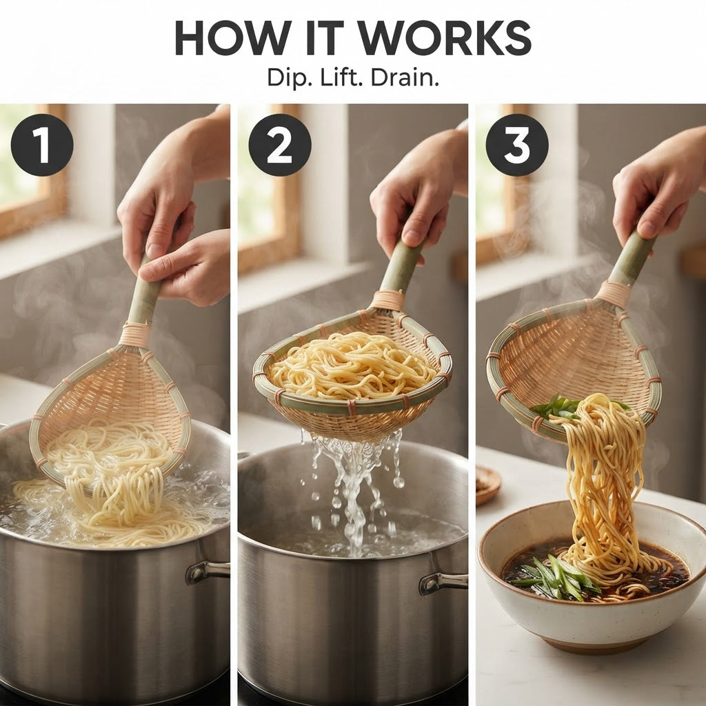 Pasta Strainer Spoon - How it works