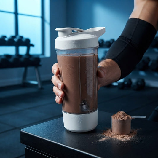 Electric Protein Shaker Bottle in use